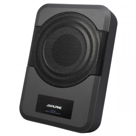 Alpine PWE-S8 Powered 8-inch (20cm) Quad-Coil Subwoofer Box with auto-sensing Speaker inputs and built-in 240W Amplifier